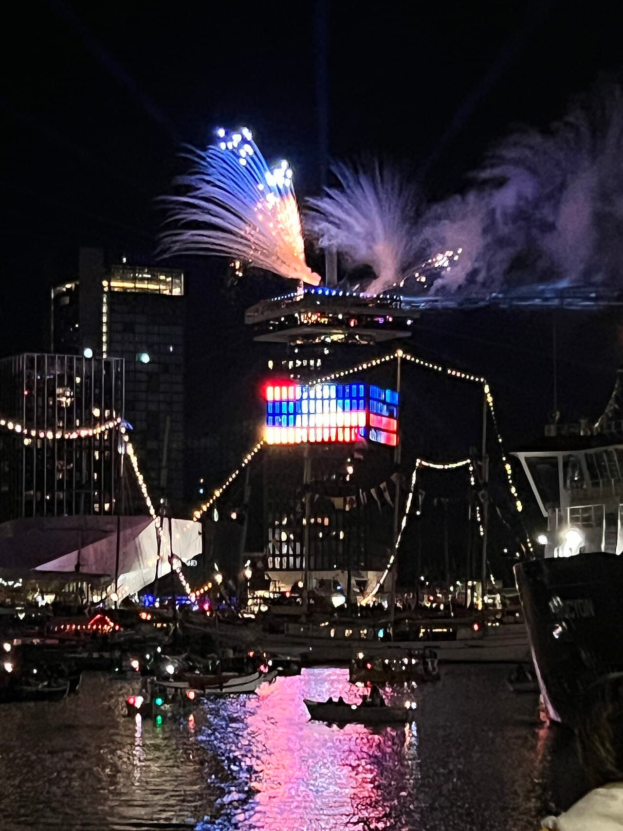 Fireworks over Amsterdam seen from the A'DAM Tower — the city in full festival mode