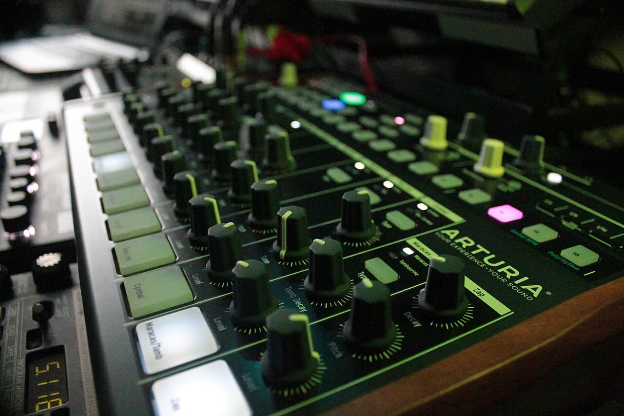 An Arturia DrumBrute analog drum machine and step sequencer — the kind of gear that sets a track's tempo in BPM
